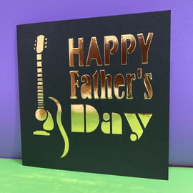 Guitar Father's Day Card - Acoustic, Guitarist, Music, Paper cut
