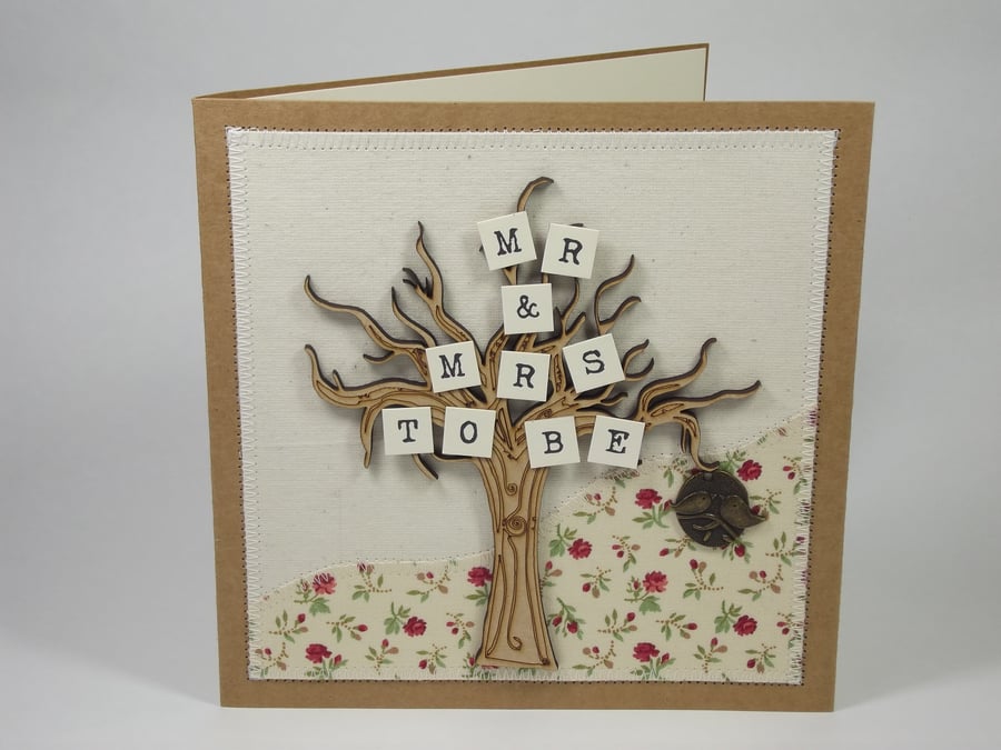 Mr and Mrs To Be Fabric Engagement Greetings Card
