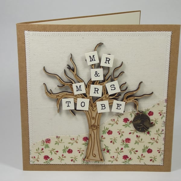 Mr and Mrs To Be Fabric Engagement Greetings Card