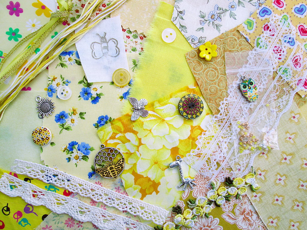 Mini yellow slow stitching or junk journal kit for a beginner
