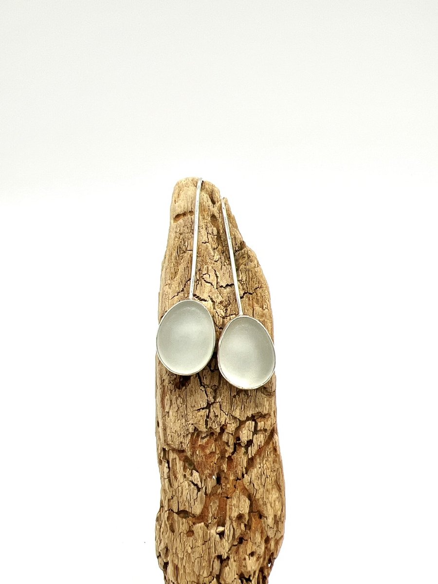 White Sea Glass Drop Earrings