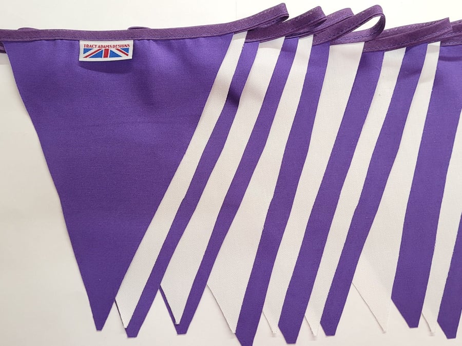 Purple and white fabric bunting - 10 mtr