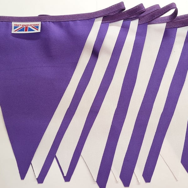Purple and white fabric bunting - 10 mtr