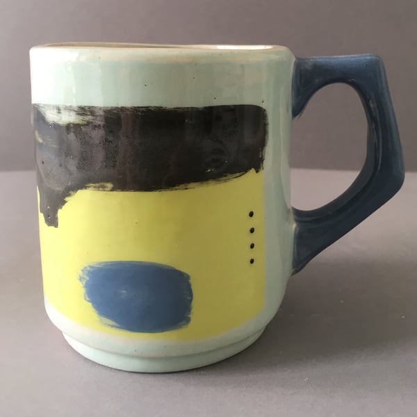 Abstract pattern ceramic cup.Tea lover. Handmade mug. Coffee lover. Colour.