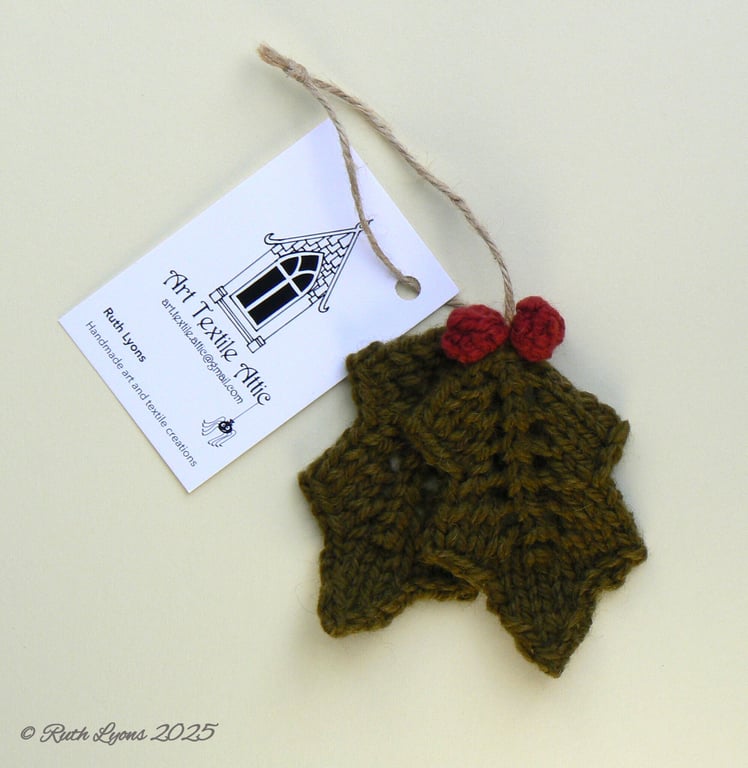 Holly leaf Christmas tree decoration.