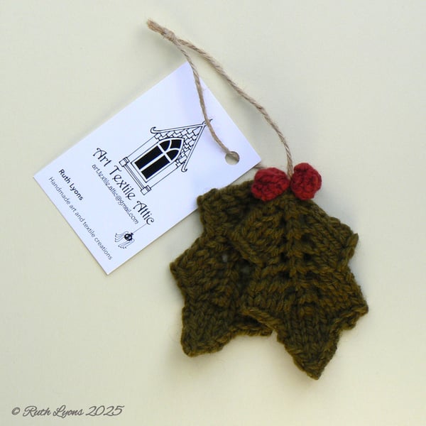 Holly leaf Christmas tree decoration.