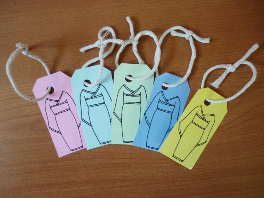 Kimono gift tags - set of five