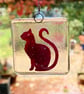 Fused Glass Copper Sleek Cat Hanging - Handmade Glass Suncatcher - Image 2