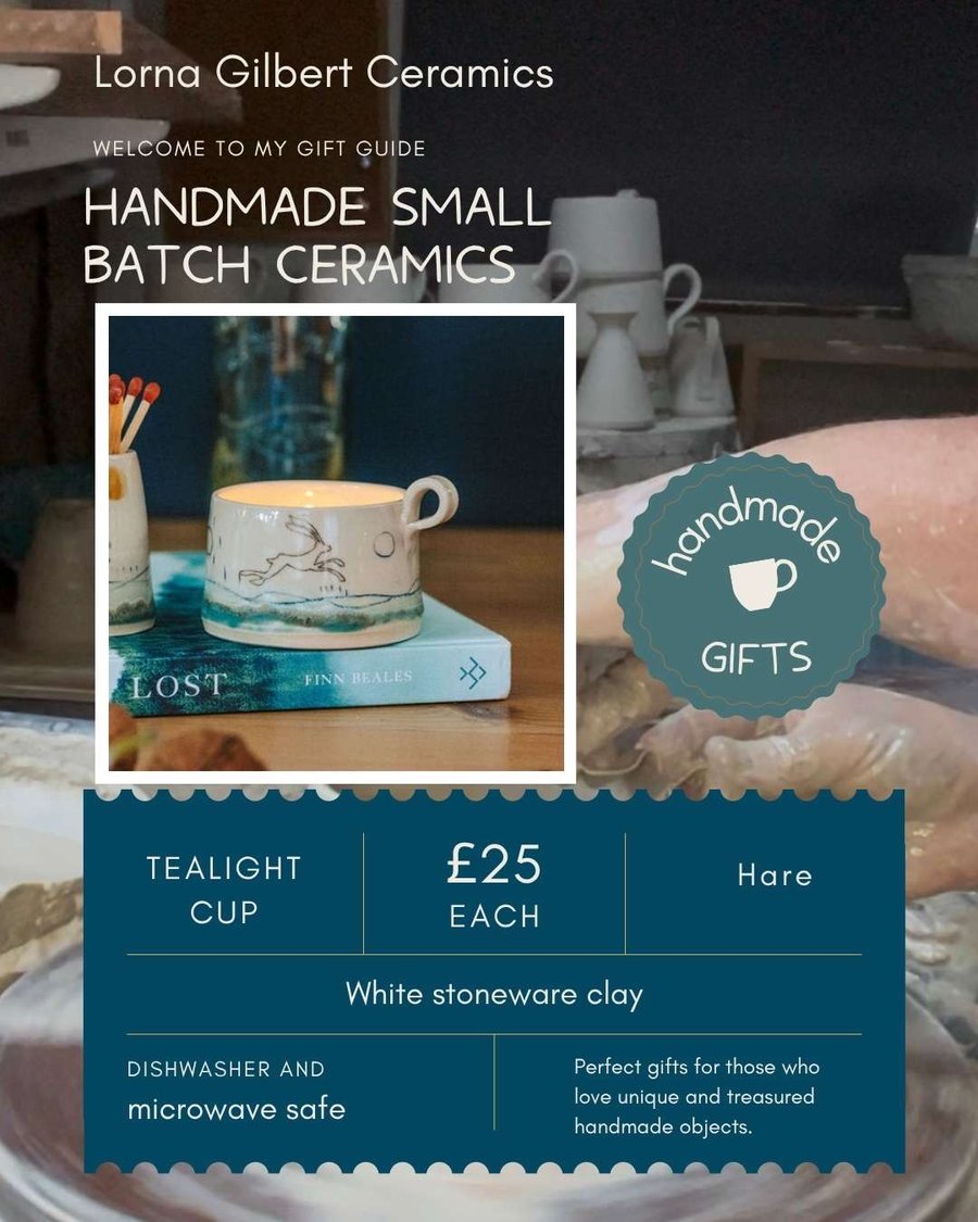 Ceramic handmade Tealight cup - Hare design