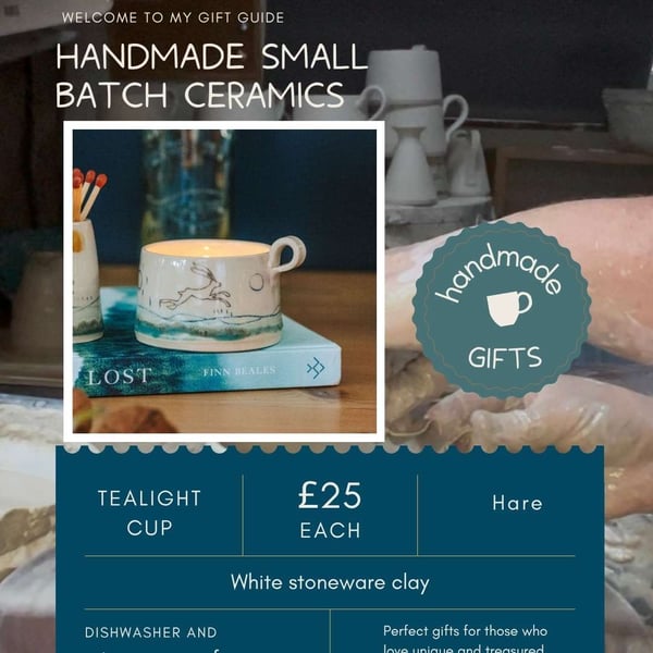 Ceramic handmade Tealight cup - Hare design