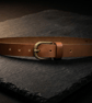 Mustard Full Grain Leather Belt Antique Brass Buckle Womens Belt 25mm 1 Inch