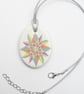Multicoloured Geometric Star Ceramic Pendant on Grey Cord with Lobster Clasp - Image 4