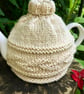 Merino Leaf Design Tea Cosy, Hand Knitted Cream Tea Cozy - Image 4