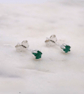 Green Onyx Facet 3mm Gemstone 6 Prong Sterling Silver Stud Earrings. - Image 2