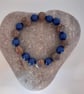 Multicoloured Polymer Clay bracelet with Bright Blue Wooden beads  - Image 2