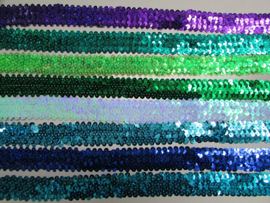 Elasticated Stretch Sequin 3cm Braid Trim Sold By The Metre