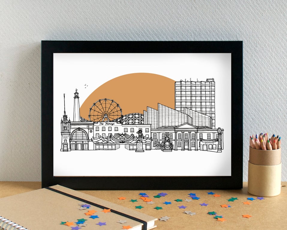 Margate Landmarks Skyline Art Print