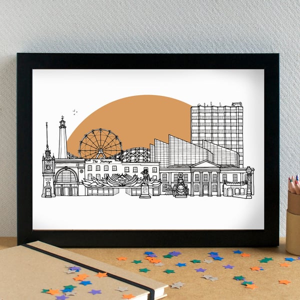 Margate Landmarks Skyline Art Print