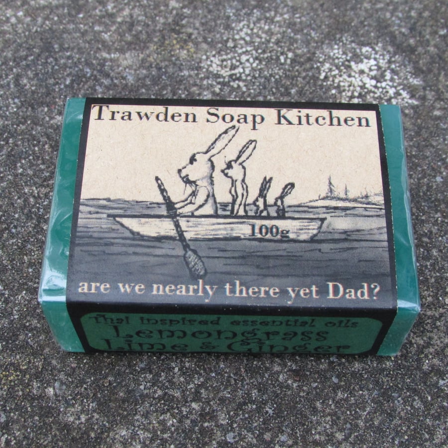 Are We Nearly there yet dad, fun organic  soap for fathers day, lemongrass, 100g