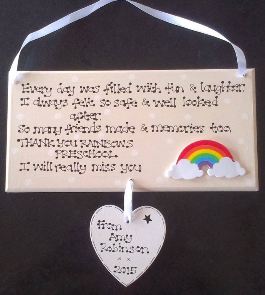 Personalised Childminder Nursery Preschool Leaving Thank You Gift Plaque D1A