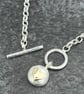 Gold Heart Pebble Fob Necklace, Sterling Silver and gold Fob Necklace, valentine - Image 2