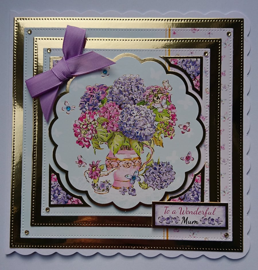 Mother's Day Card Birthday Card To A Wonderful Mum Birthday Hydrangeas