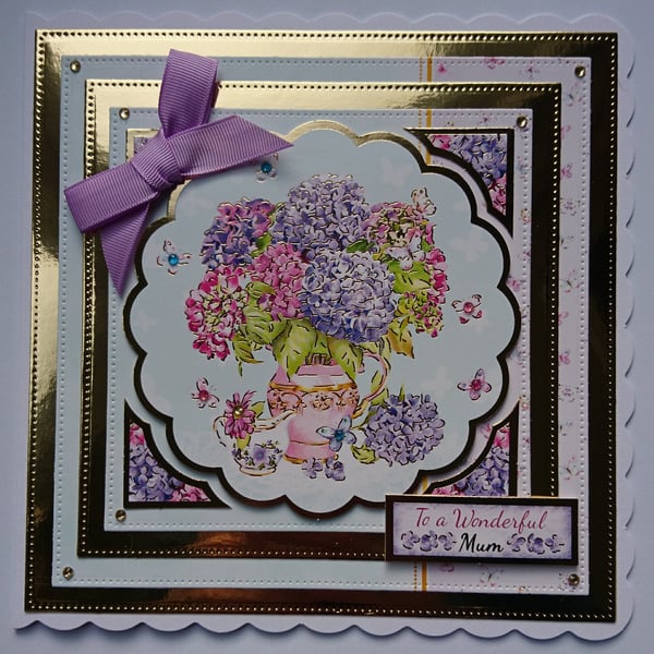 Mother's Day Card Birthday Card To A Wonderful Mum Birthday Hydrangeas