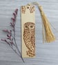 Little Owl Pyrography Wood Bookmark. Unique Nature Lovers Gift