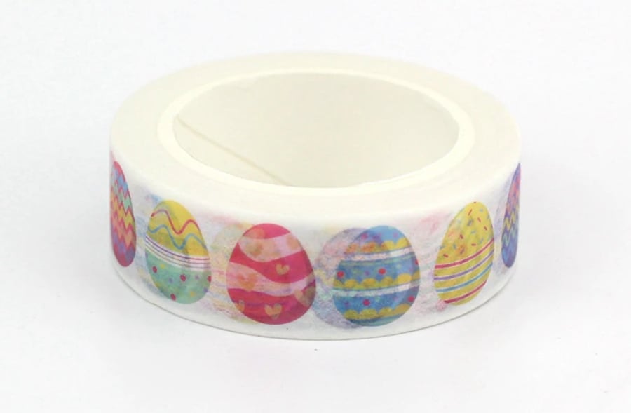 Easter Egg pattern, 15mm Washi Tape, 10m, Decorative Tape, Cards, Journal,