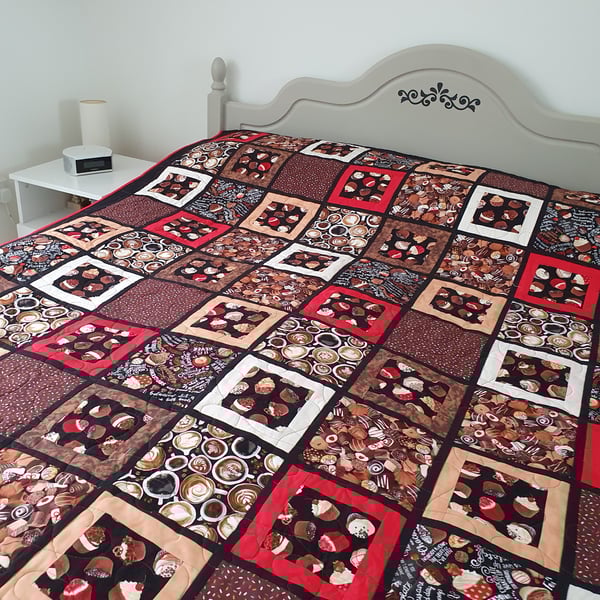 HANDMADE QUILTED THROW - Chocolate lover