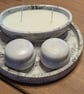 Black & White Marble Effect Eco-Resin Dish with Candle, Tray and Lidded Tealight - Image 2