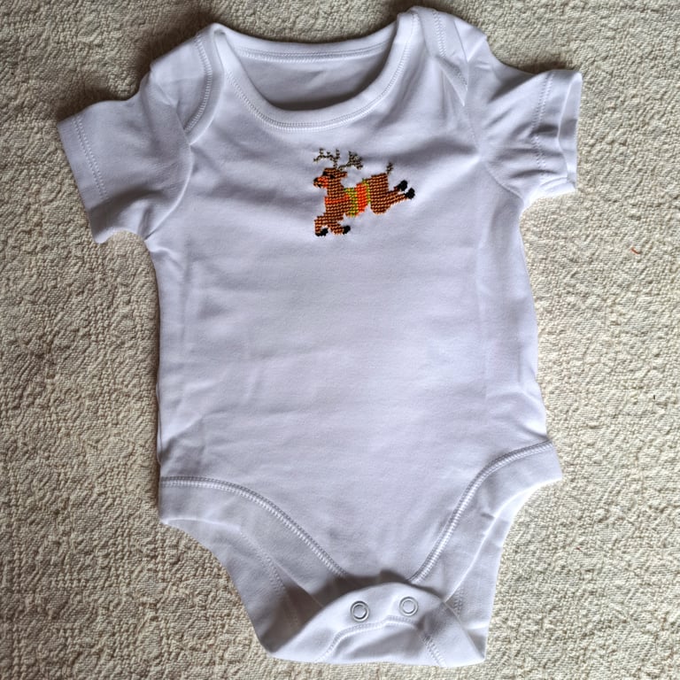 Reindeer, vest, age 0-3 months, hand embroidered