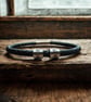 Men's Personalised Leather Bracelet with Two Hand Stamped Rings - Free Delivery - Image 3