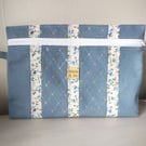 Denim Tablet, Journal cover, upcycled denim zipped sleeve.
