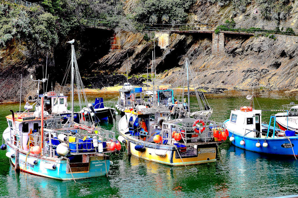 Print Newquay Fishing Boats Picture Newquay Harbour Cornwall