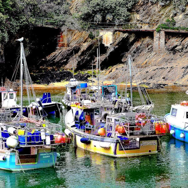 Print Newquay Fishing Boats Picture Newquay Harbour Cornwall