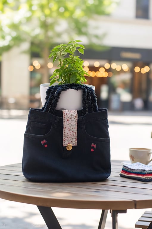 Tassel ragga denim bag