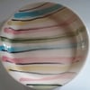 Ceramic pottery hand-thrown small hand painted striped plate.