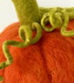 Needle Felted Pumpkin, Wool Sculpture, Ornament in Wooden Base - Image 3