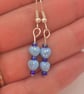 Czech glass light blue heart earrings - Image 2