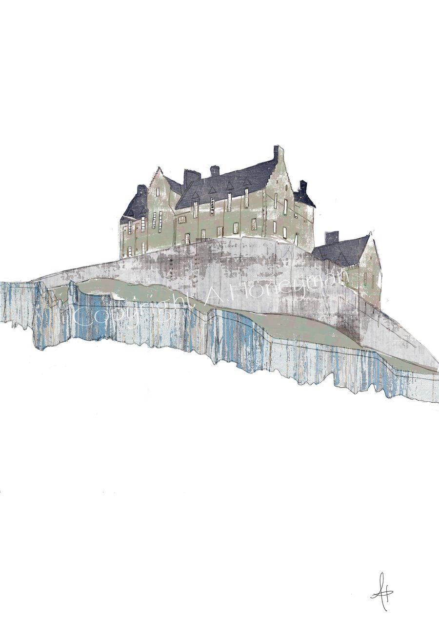 Edinburgh Castle Mixed Media Art Print (camouflage)