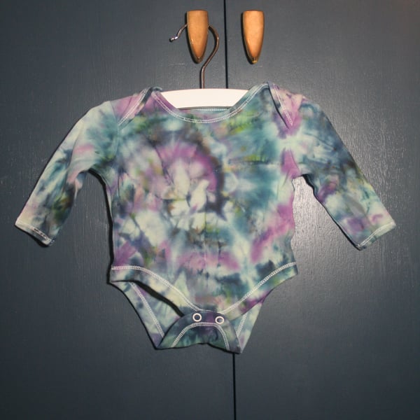 First Size Long Sleeved Vest with Beautiful Ice Dyed Swirl