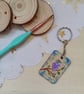 Wooden rectangular single lovebird keyring  - Image 1