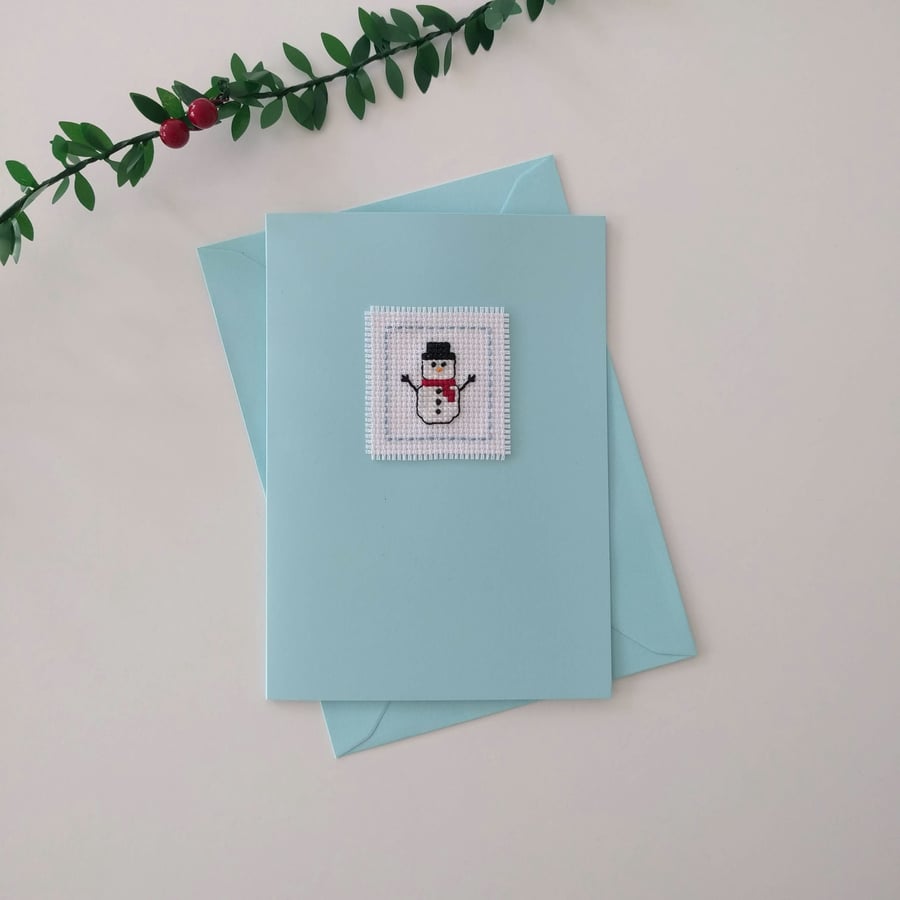 Christmas card - Snowman (design 1) cross stitch