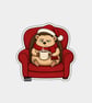 Unique Funny Christmas Sticker Xmas Decal - Hedgehog In Armchair