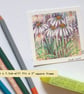 Miniature - Echinacea Coneflowers drawing, original art, original floral mini - Image 8