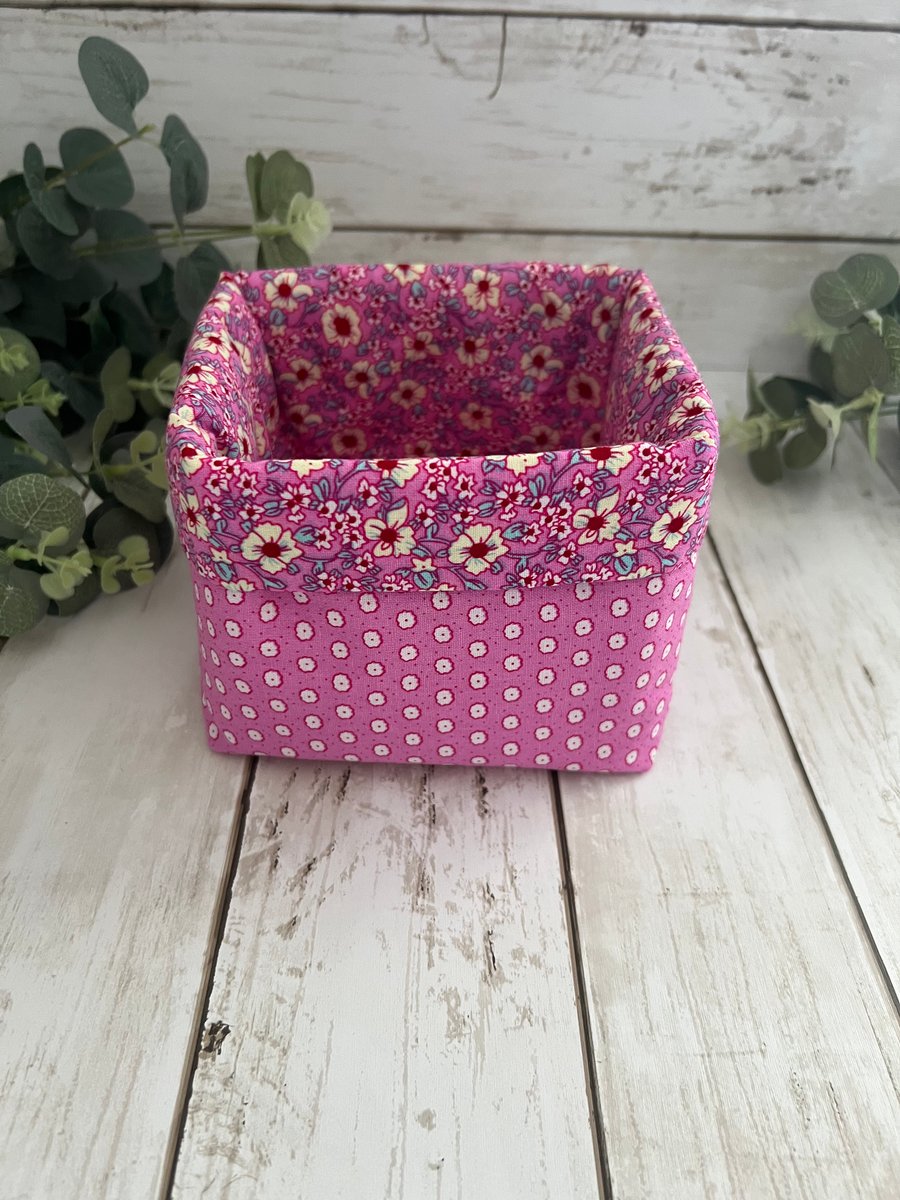 Fabric Storage Basket  Pink Florals