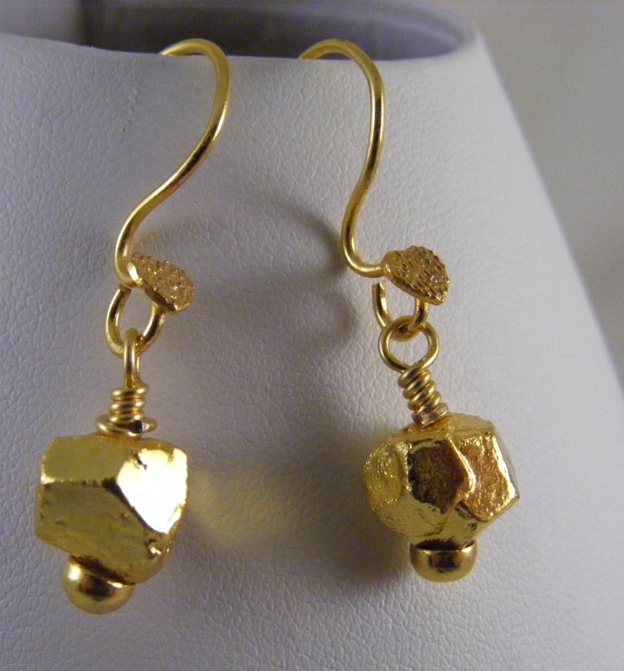 Golden Coated Pyrite Earrings