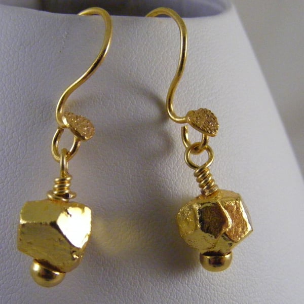 Golden Coated Pyrite Earrings