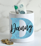Personalised Ceramic Money Box -Novelty Present Blue Marble Initial and Name - Image 3